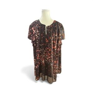Nine Britton Brown Floral Blouse · Size 2X